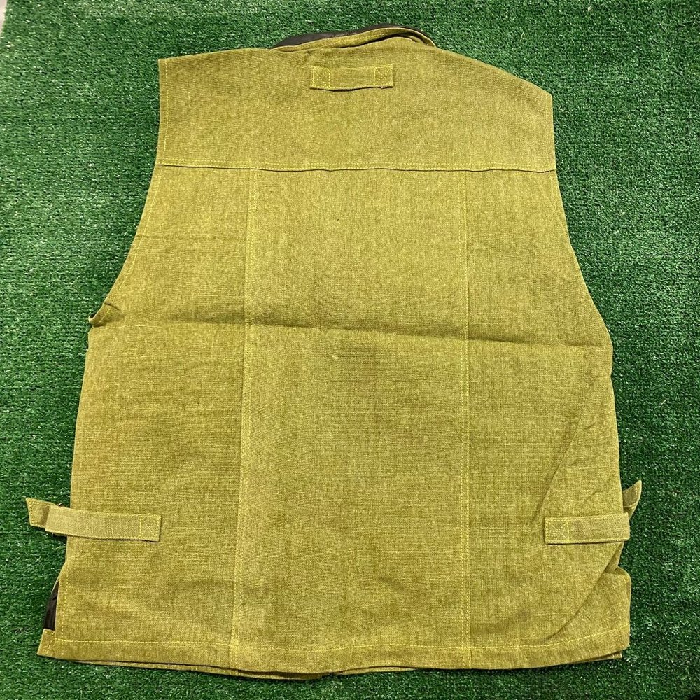 Vintage 90s Canvas Zip Up Utility Vest Green Workwear Western Rancher Cowboy L - Picture 4 of 5